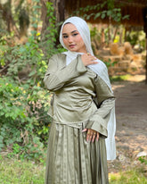 Wrap Plisse Blouse- Olive