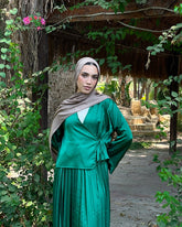 Wrap Plisse Blouse- Emerald Green
