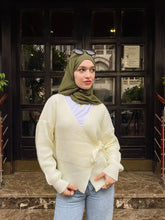 Knitted Wrap Blouse- Creme