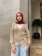 Knitted Wrap Blouse- Beige