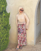 Vintage Floral Satin Skirt