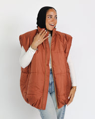 Long Metallic Puffer Vest