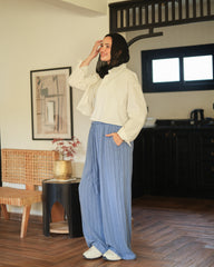 Strip linen pants