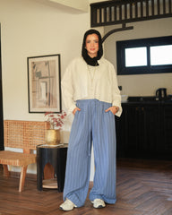 Strip linen pants