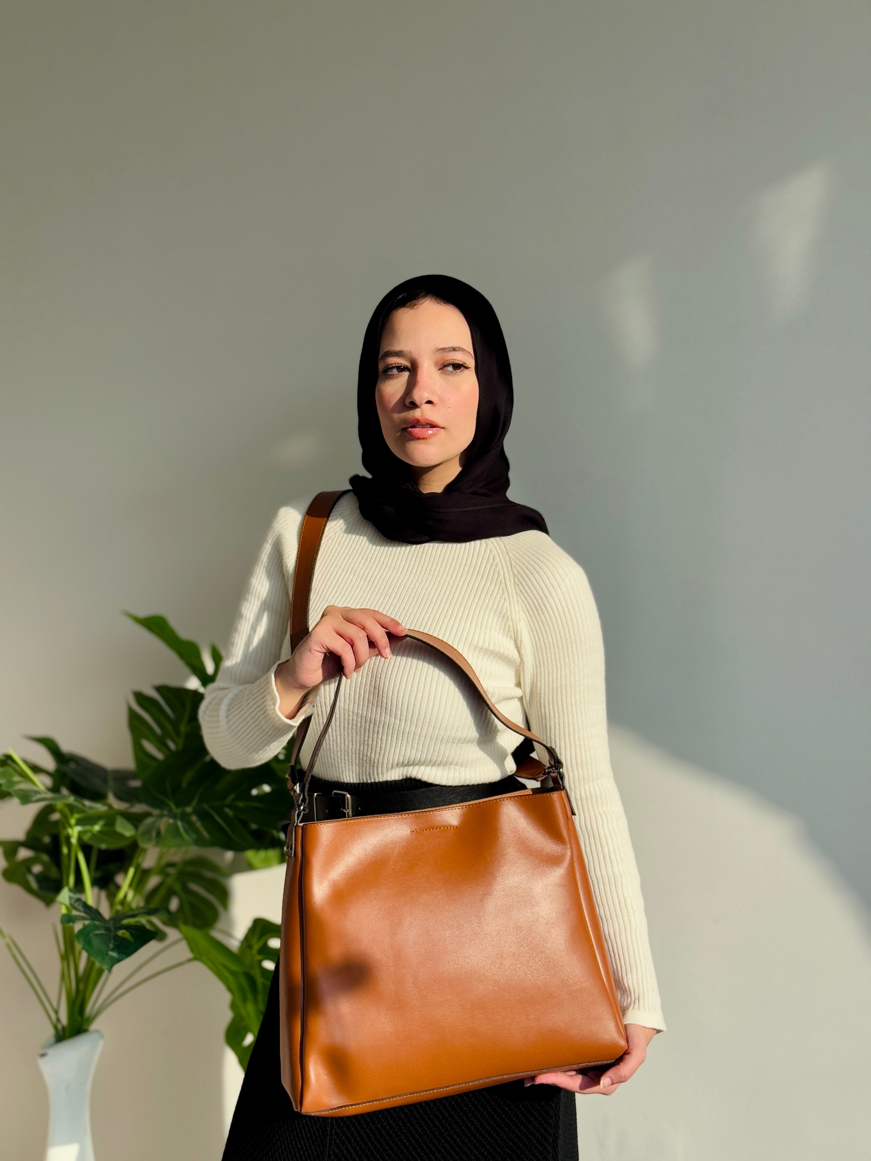 Leather Crossbody Tote Bag