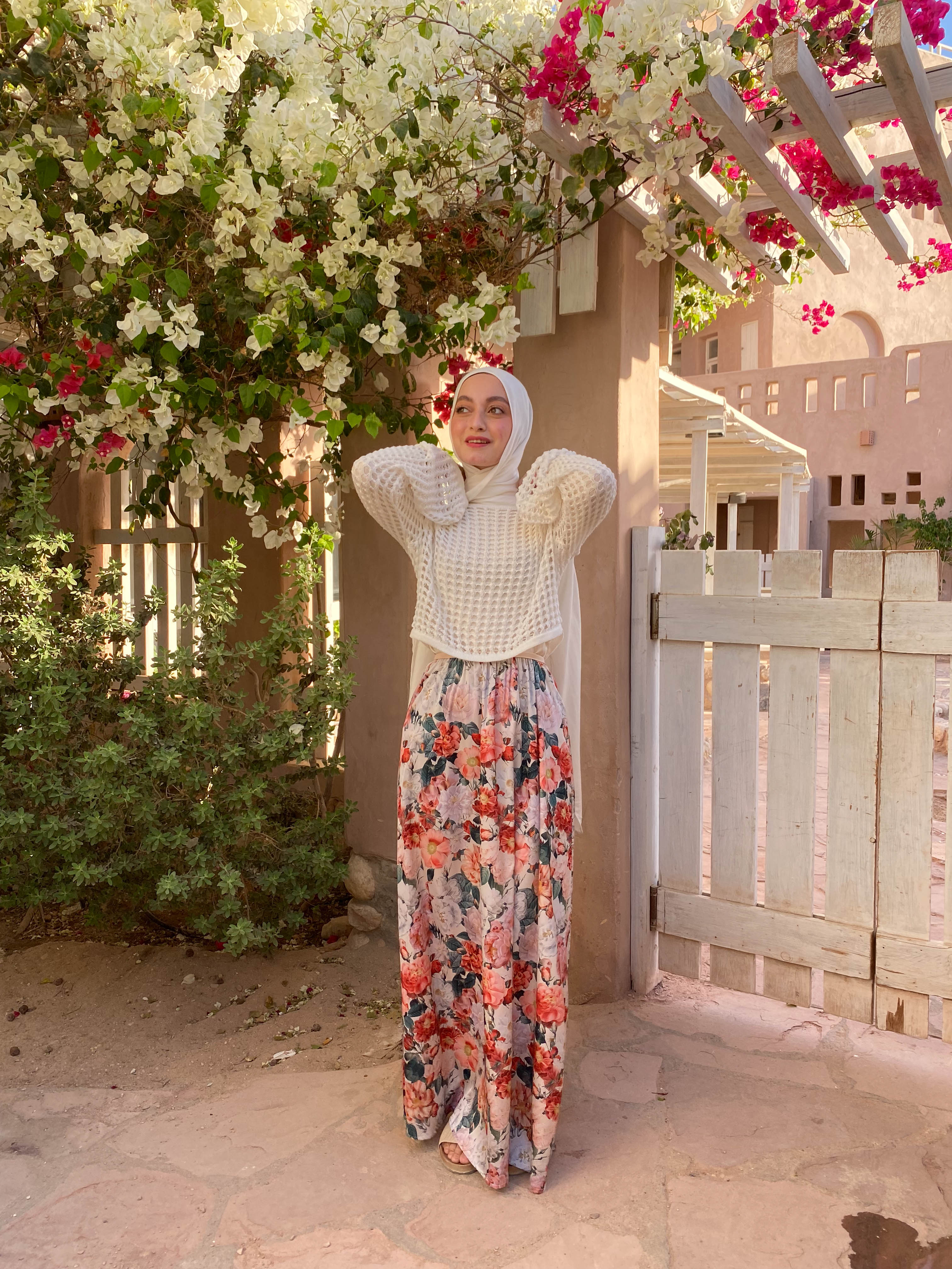 Flowery Satin Skirt