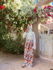 Flowery Satin Skirt