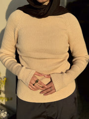 Turtleneck Ribbed Knit Top