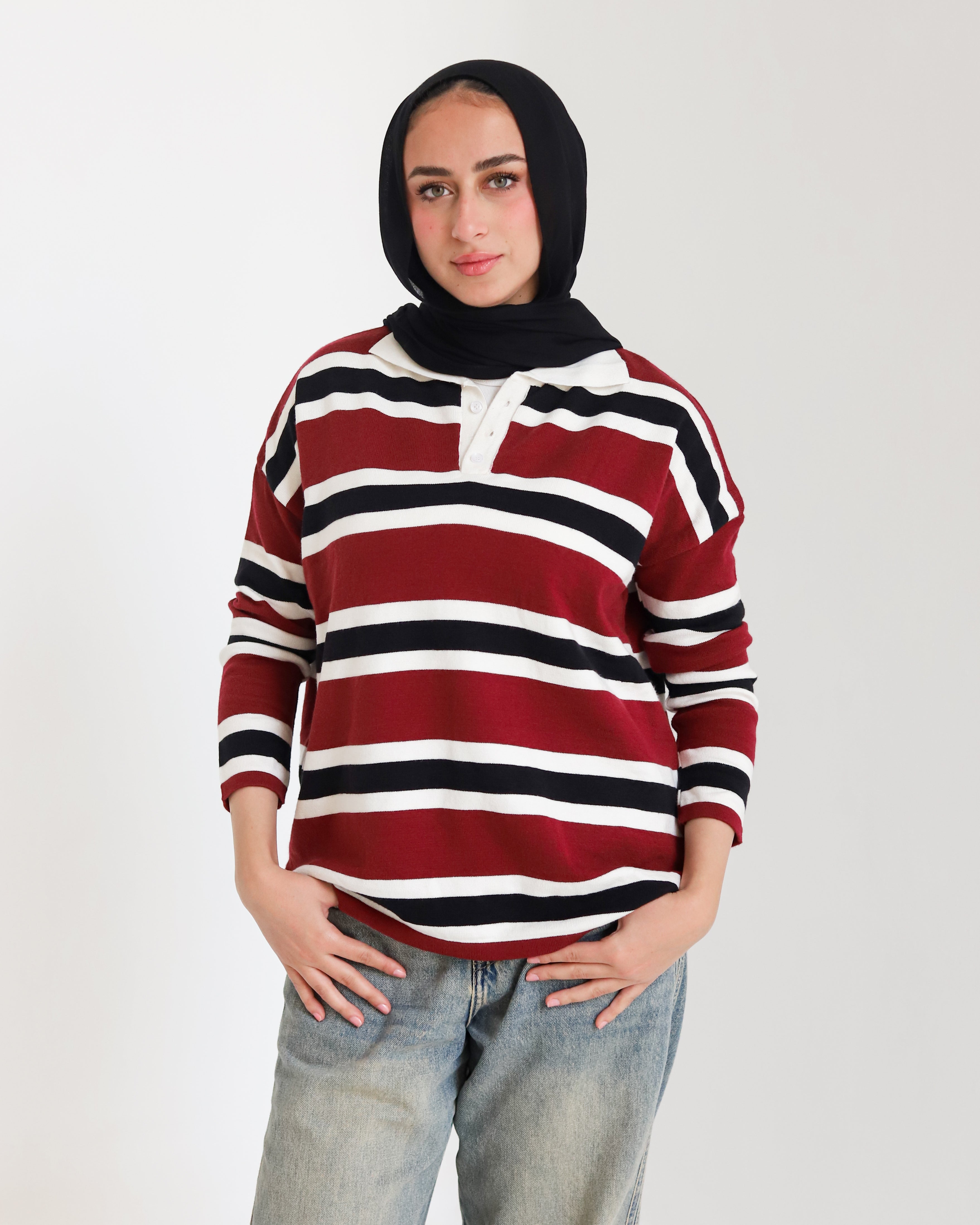 Classic Stripe Polo Pullover