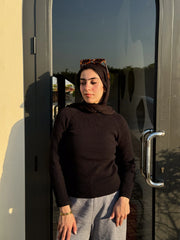 Turtleneck Ribbed Knit Top