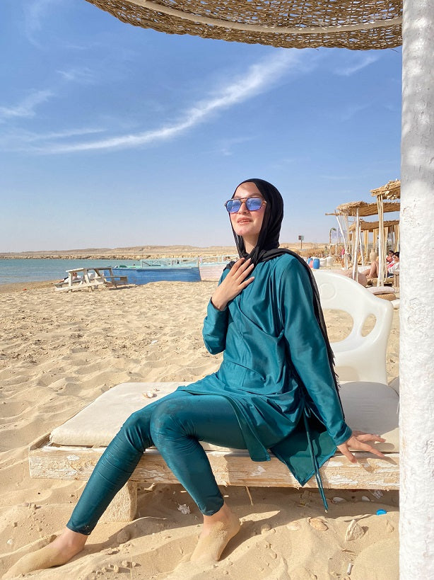 Modest Burkini Swimsuit- Tropical Teal