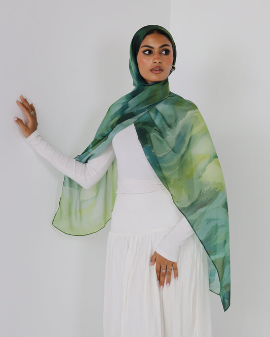 Olive Haze Marble Scarf