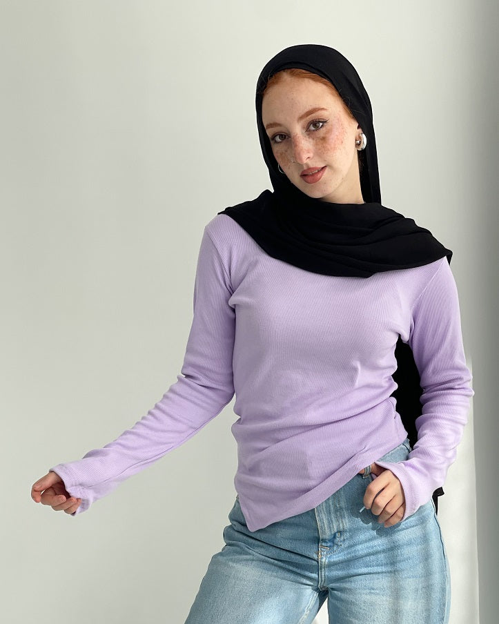 Lilac Sleeved Basic With Slit