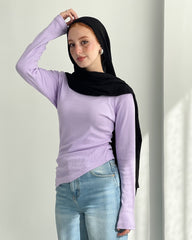 Lilac Sleeved Basic With Slit