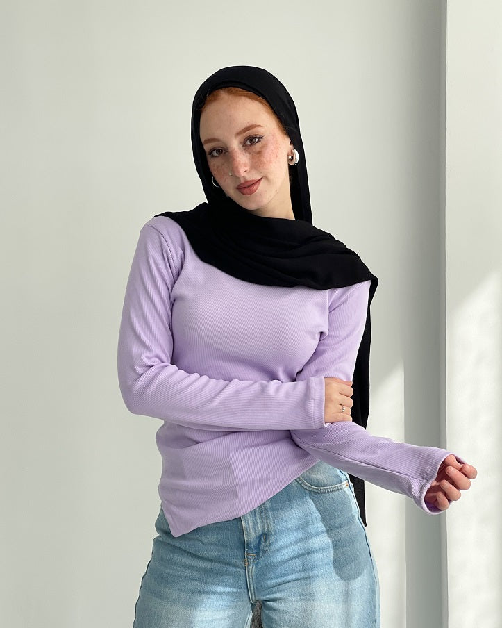 Lilac Sleeved Basic With Slit