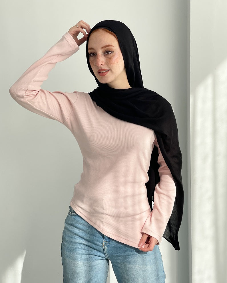 Blush Sleeved Basic With Slit