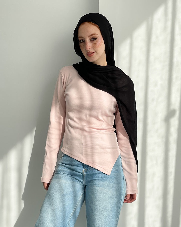 Blush Sleeved Basic With Slit