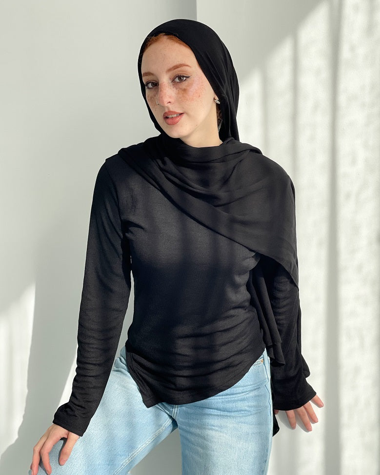 Black Sleeved Basic With Slit