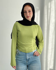 Ribbed Moss Green Sleeved Basic