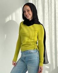 Ribbed Lime Green Sleeved Basic