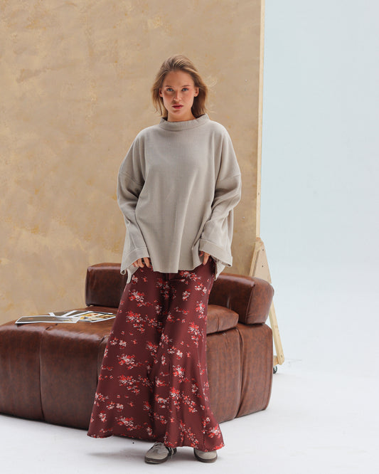 Mocha Bloom Skirt Outlet Item