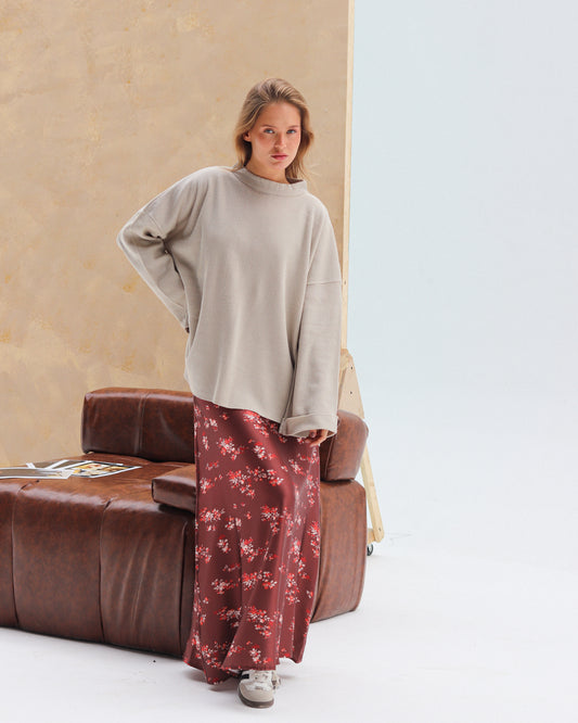 Mocha Bloom Skirt Outlet Item