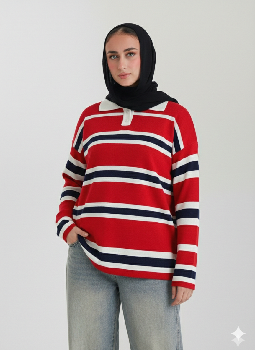 Classic Stripe Polo Pullover
