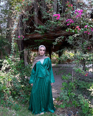 Wrap Plisse Blouse- Emerald Green