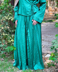 Satin Plisse Skirt- Emerald Green