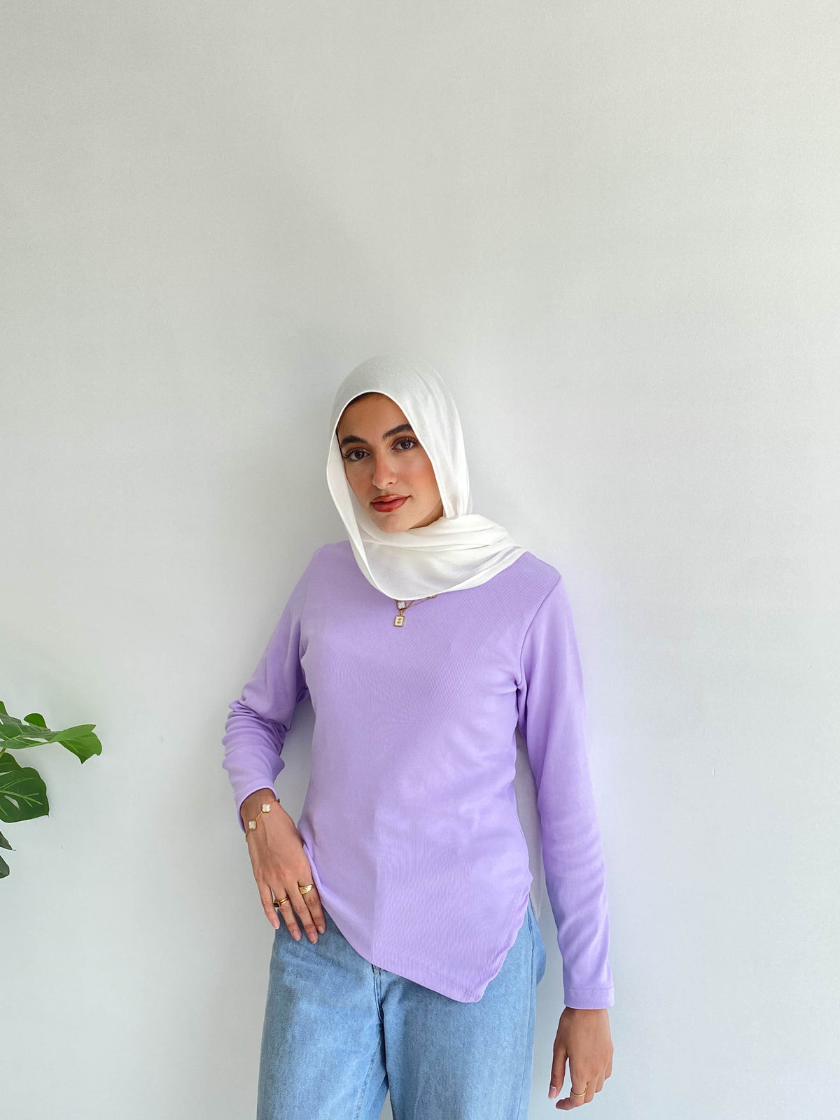 Lilac Sleeved Basic With Slit