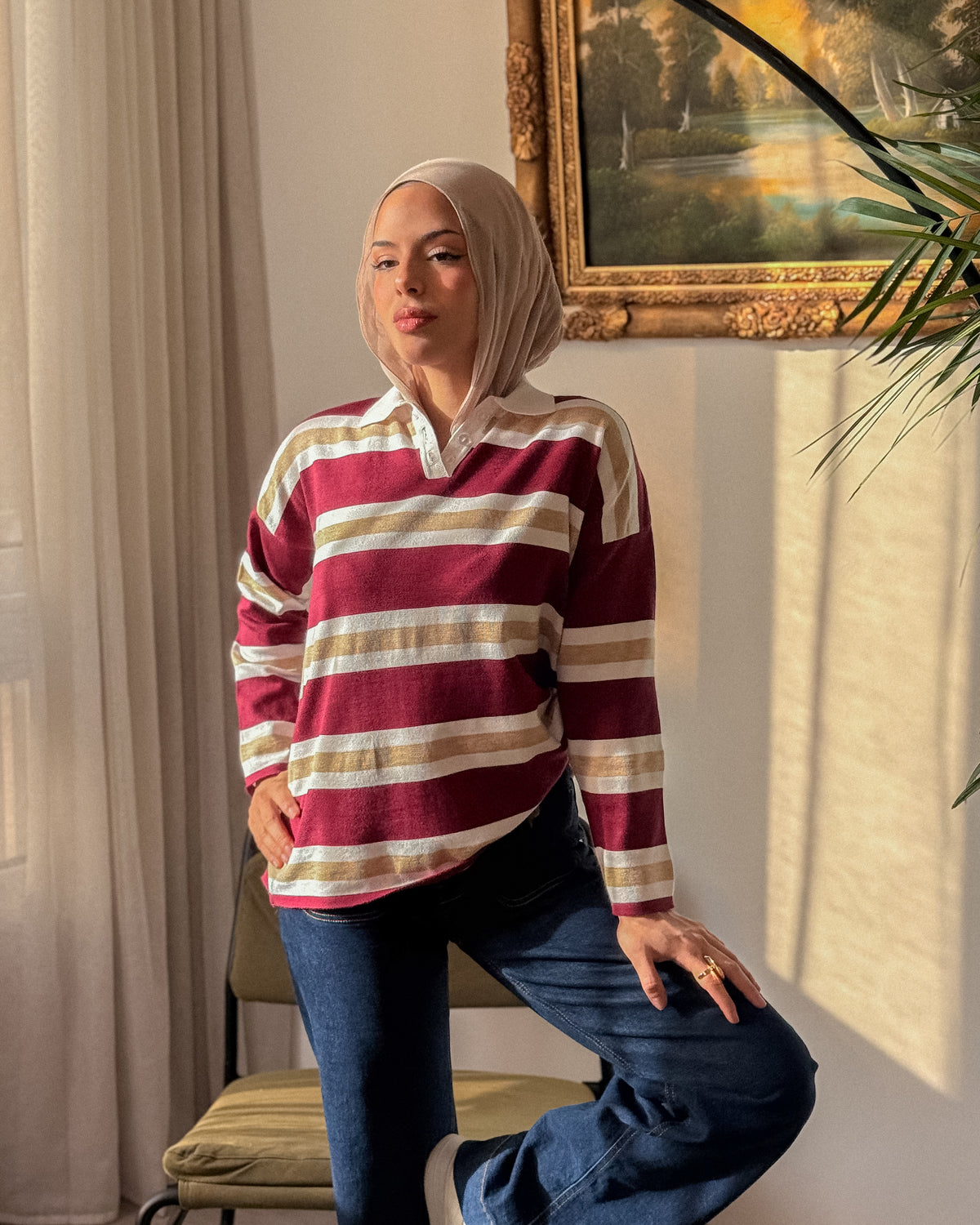 Classic Stripe Polo Pullover