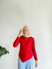 Red Sleeved Basic With Slit