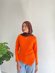 Neon Orange Sleeved Basic With Slit