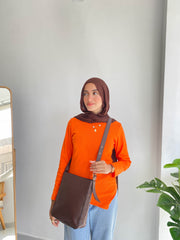 Neon Orange Sleeved Basic With Slit