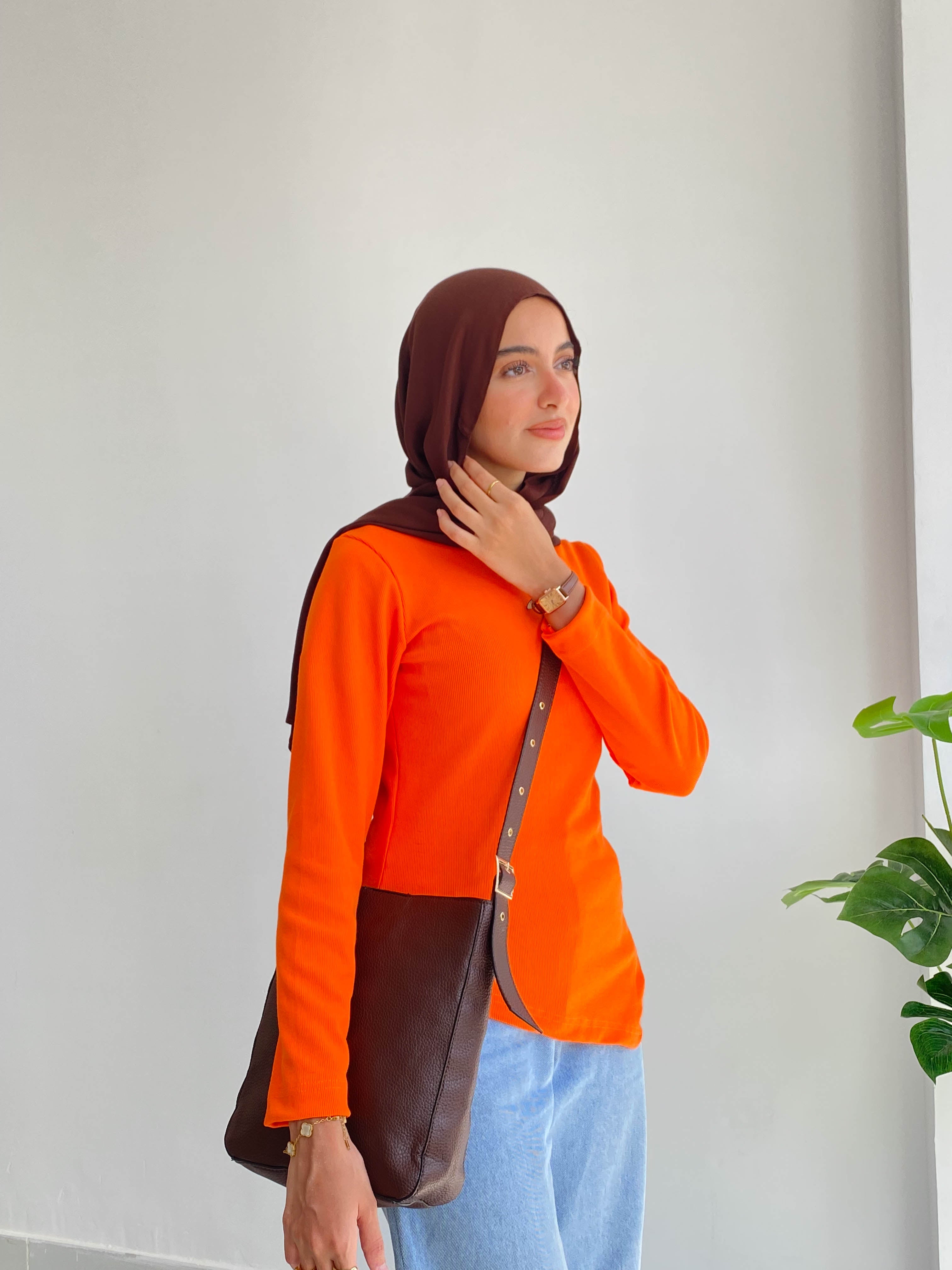 Neon Orange Sleeved Basic With Slit