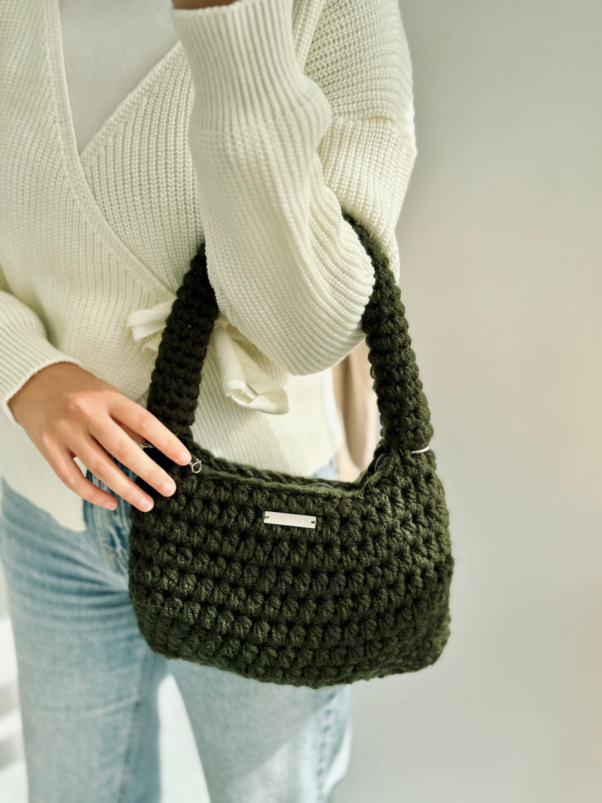 Chunky Crochet Bag- Olive