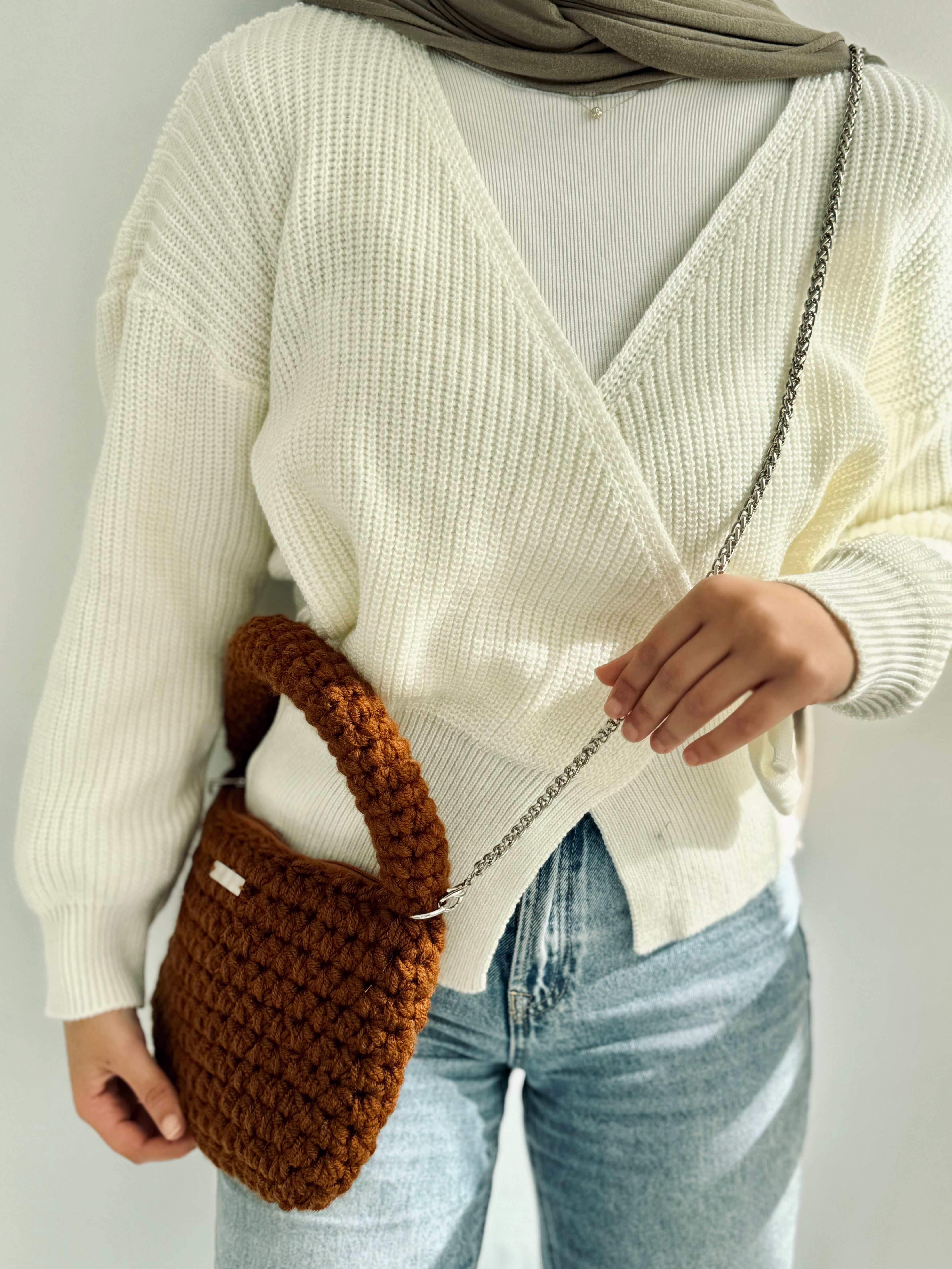 Chunky Crochet Bag- Camel