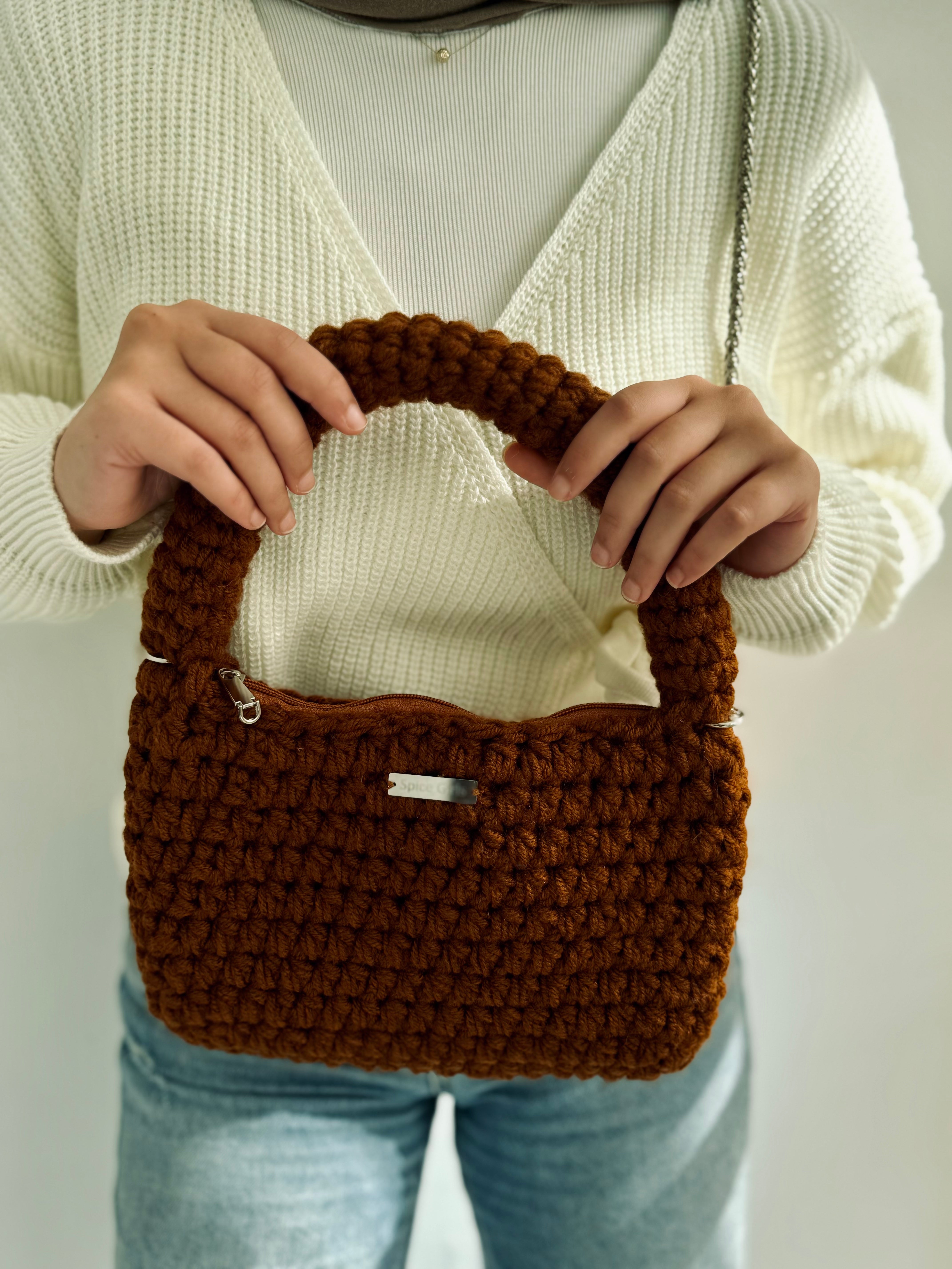 Chunky Crochet Bag- Camel