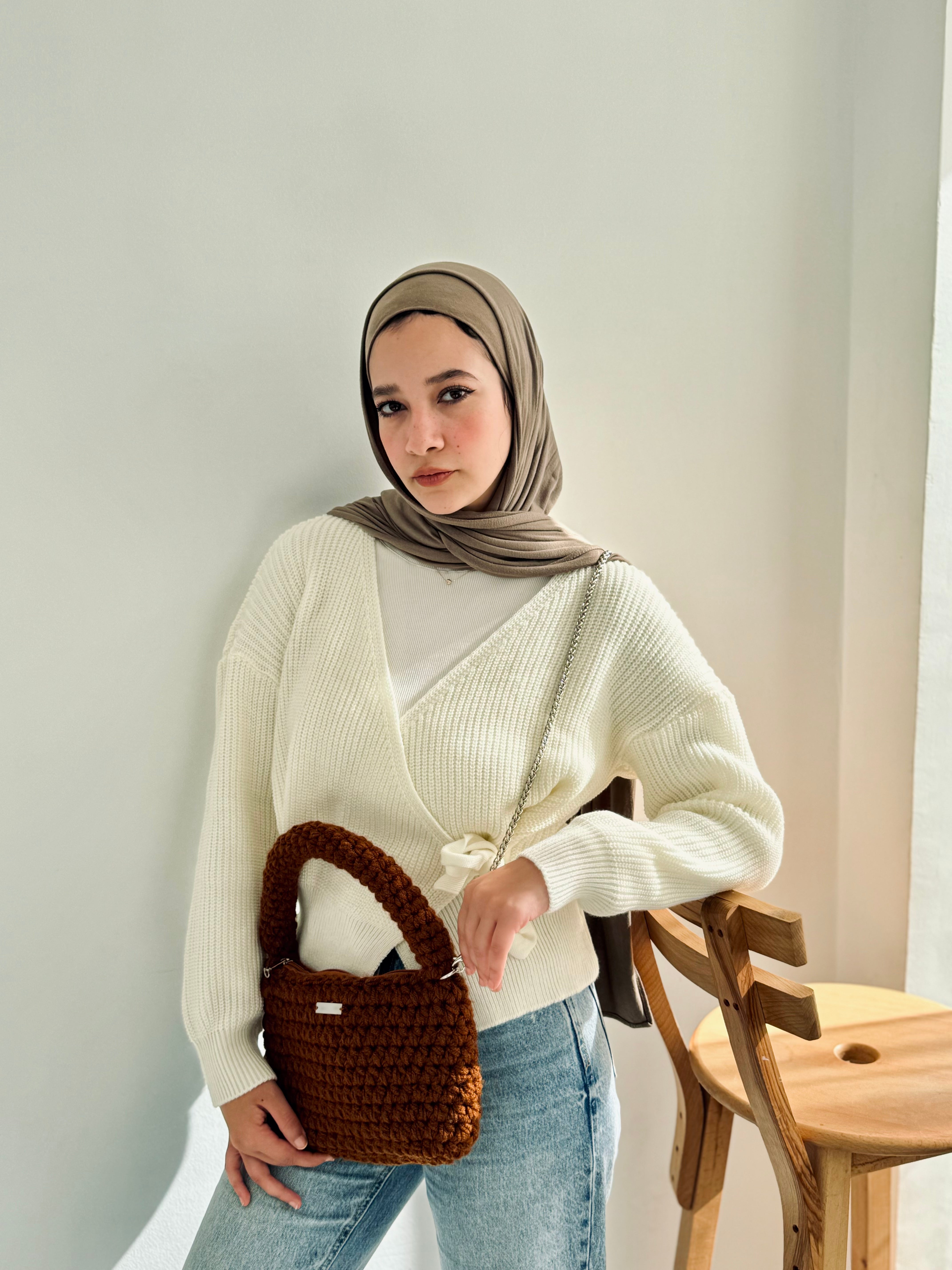 Chunky Crochet Bag- Camel