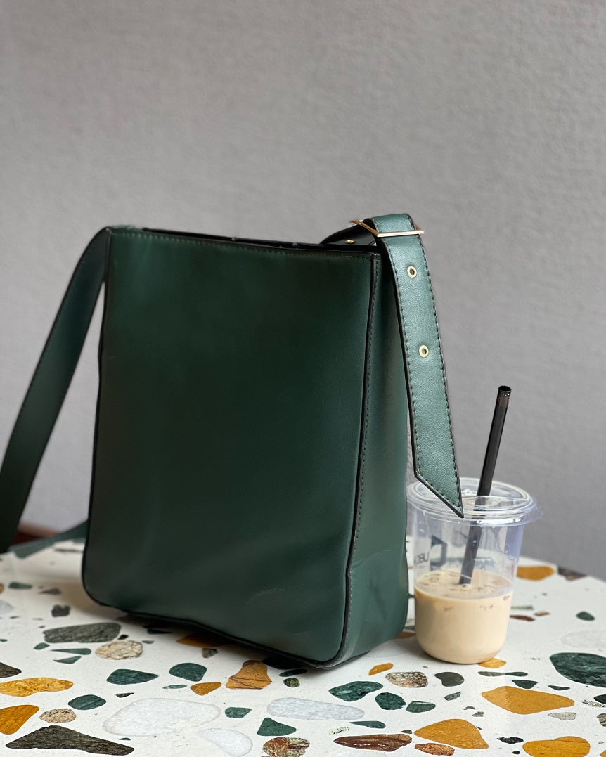 Olive leather cross bag