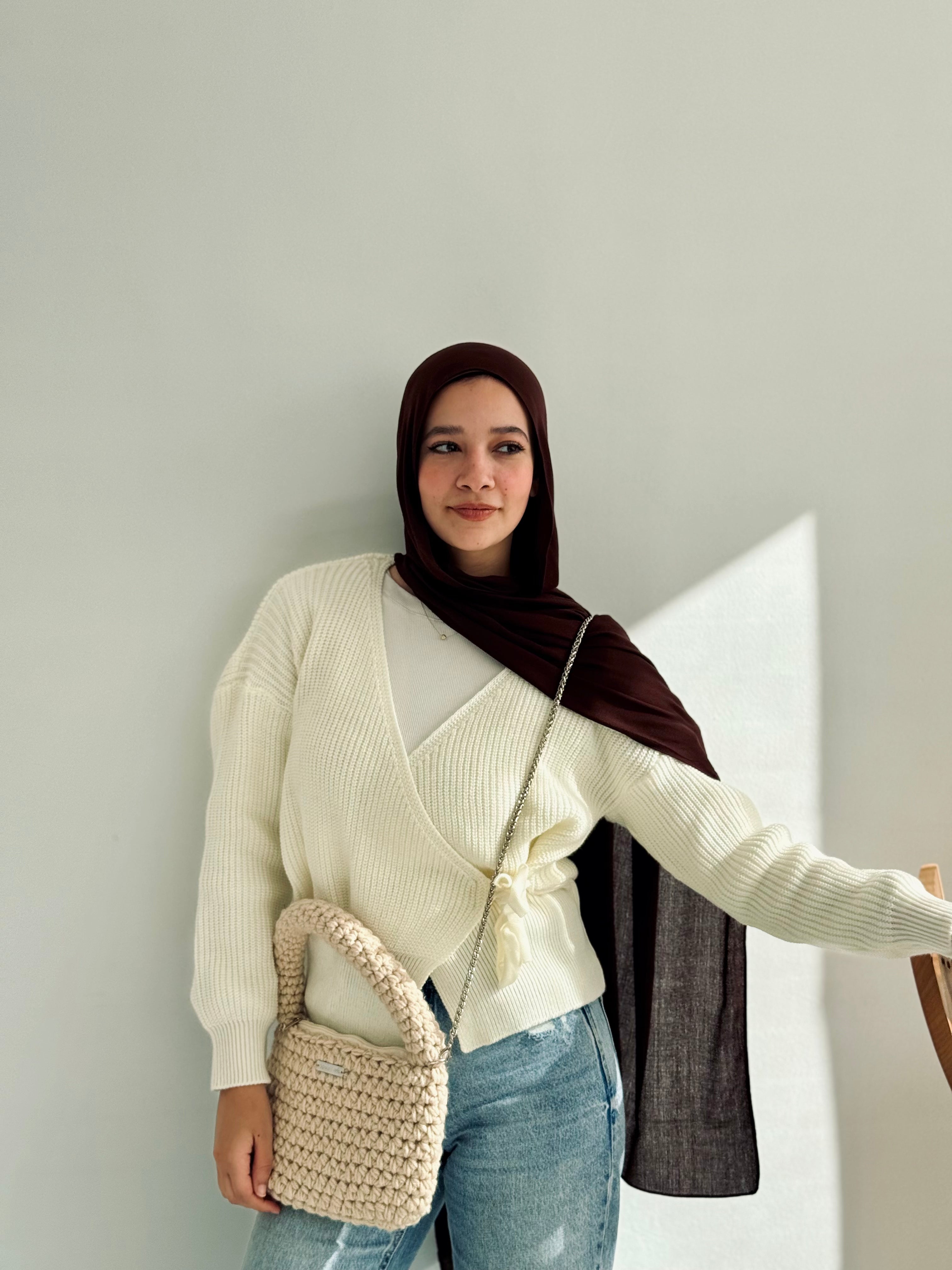 Chunky Crochet Bag- Beige