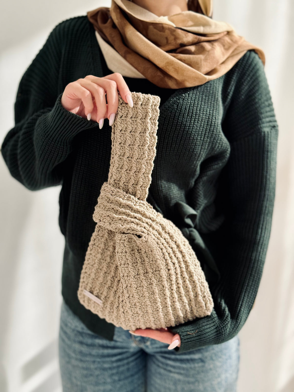 Crochet Knot Bag- Beige