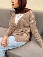 Knitted Wrap Blouse- Light Champagne