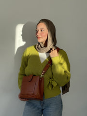 Camel Leather Bucket Bag