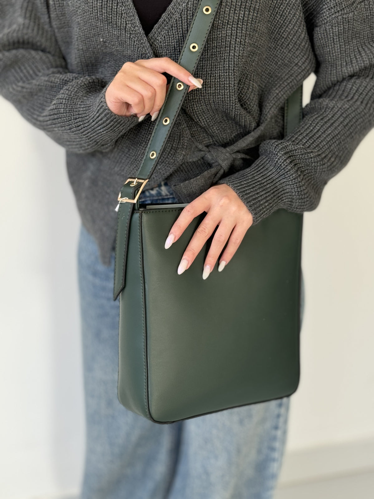 Olive leather cross bag