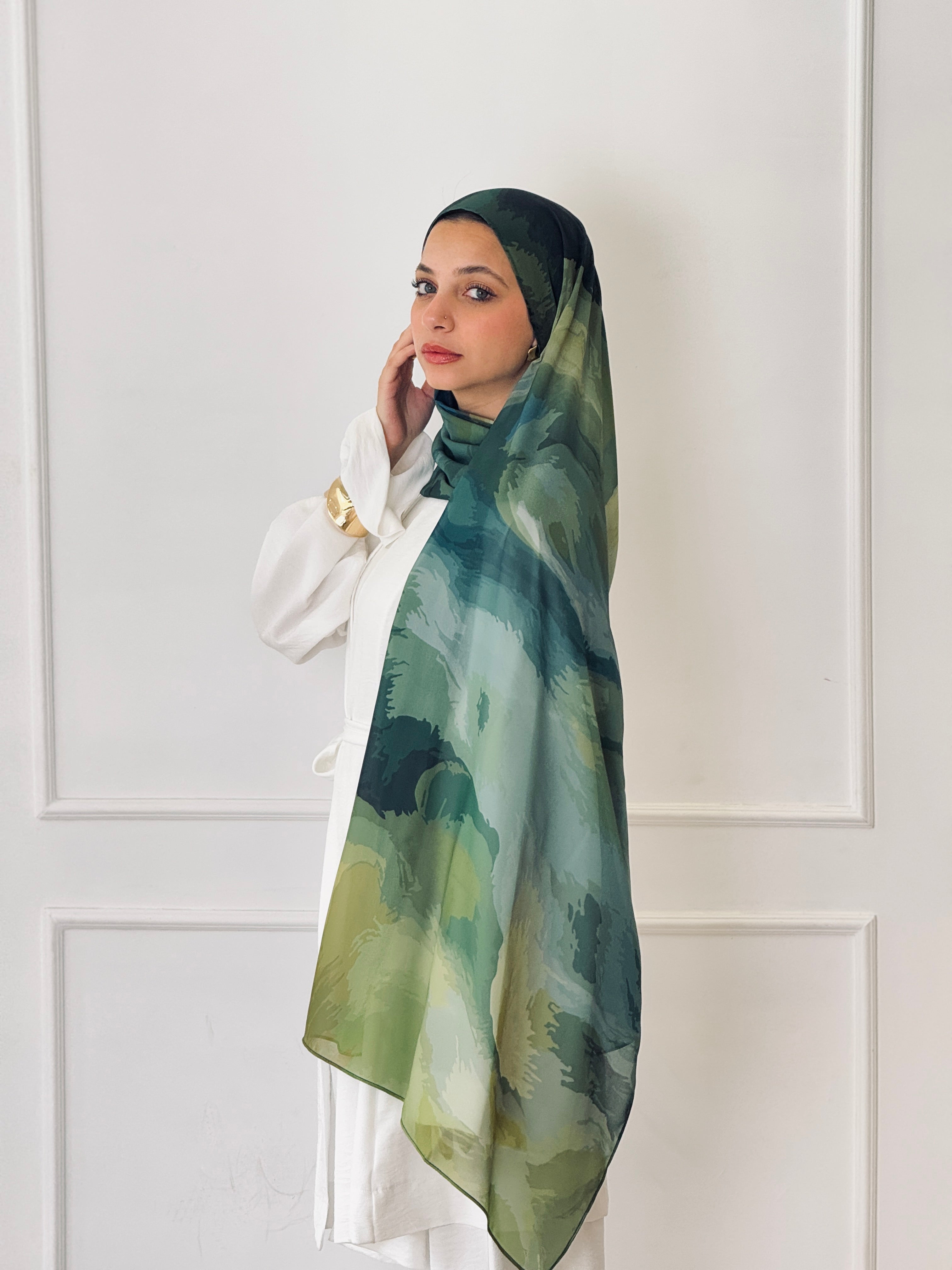 Olive Haze Marble Scarf
