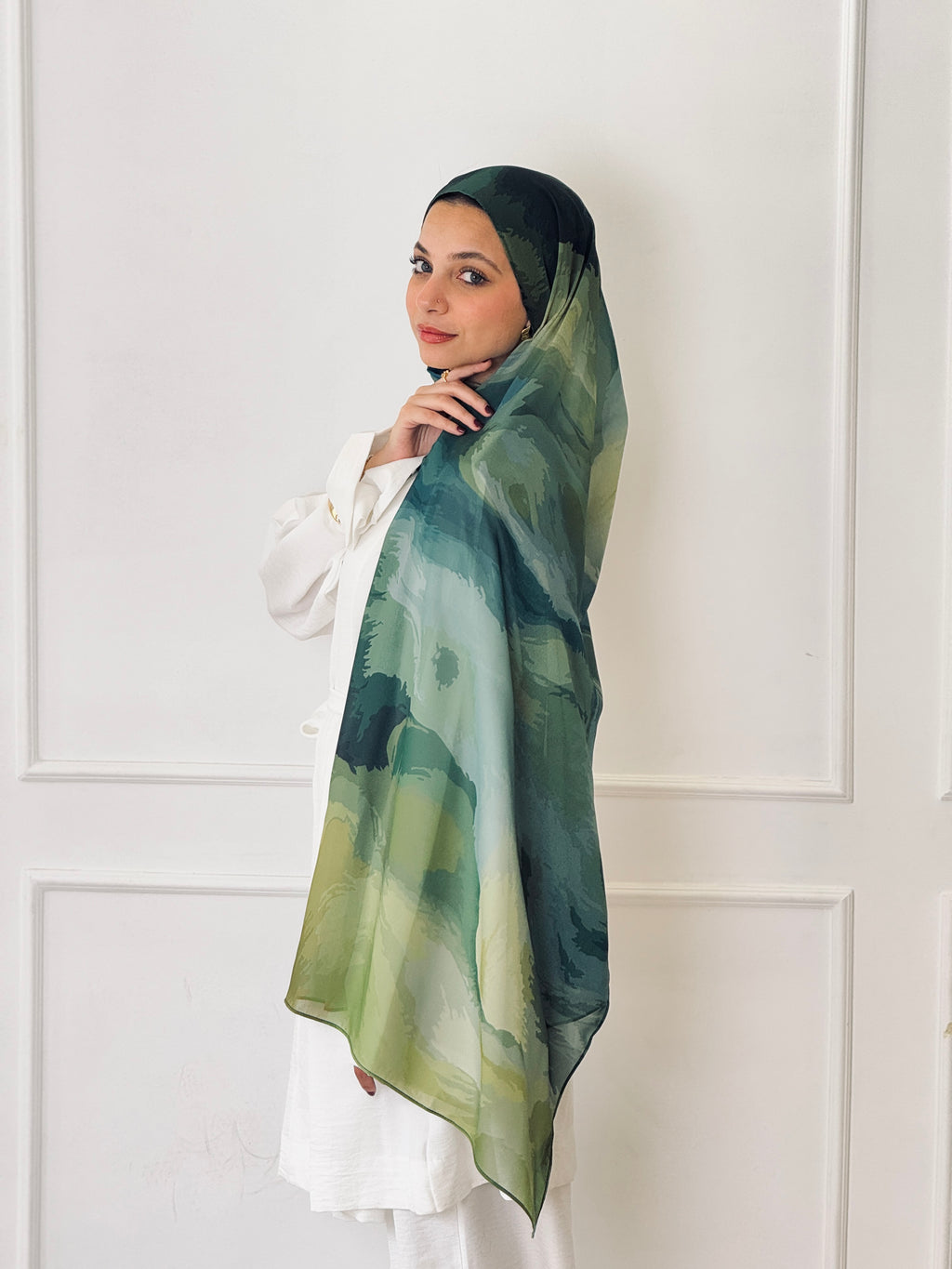 Olive Haze Marble Scarf