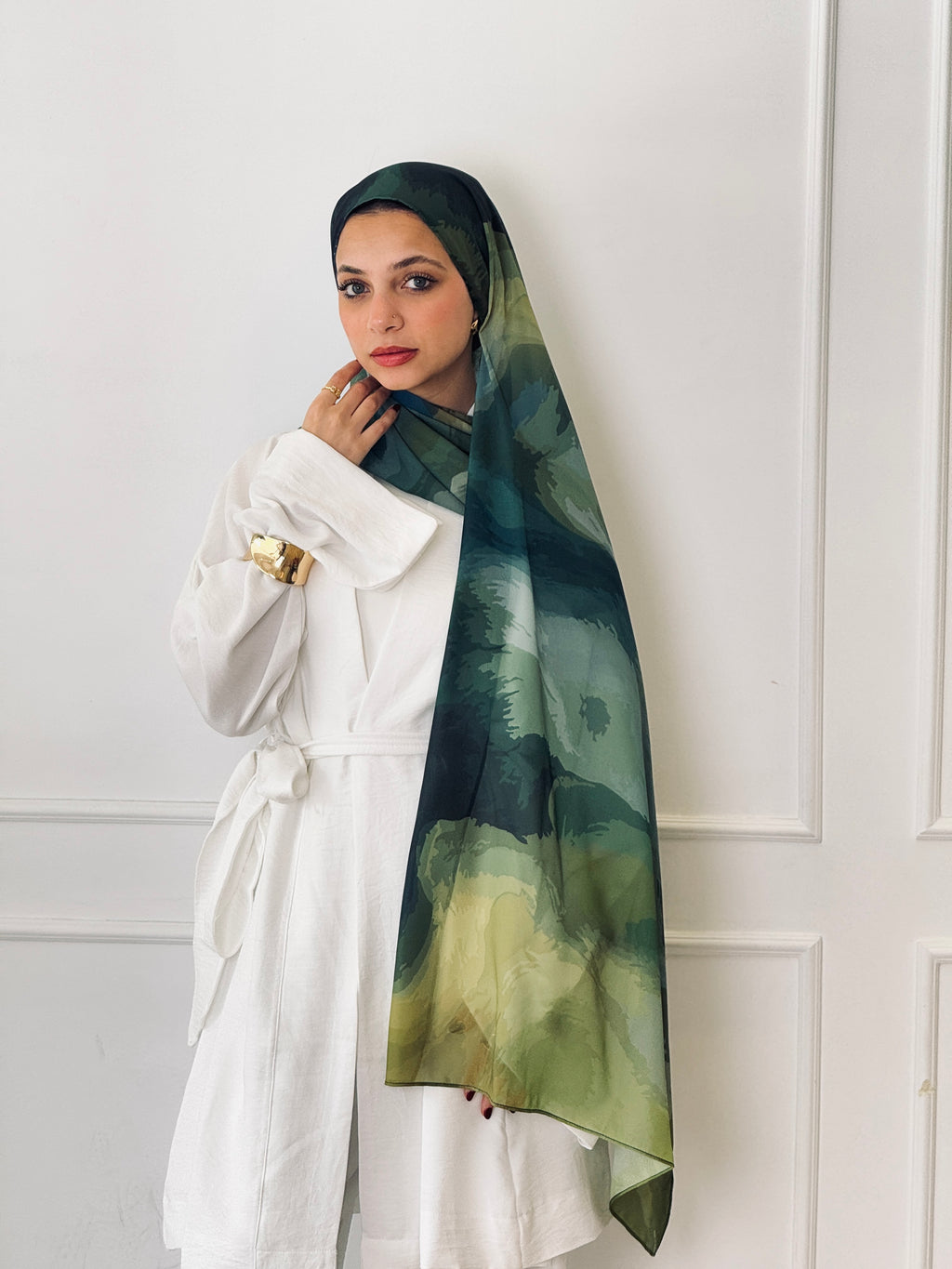 Olive Haze Marble Scarf