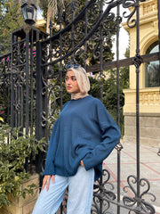 Denim Blue Crewneck Pullover