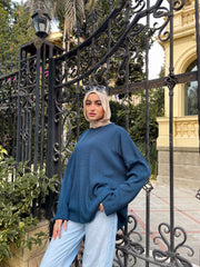 Denim Blue Crewneck Pullover